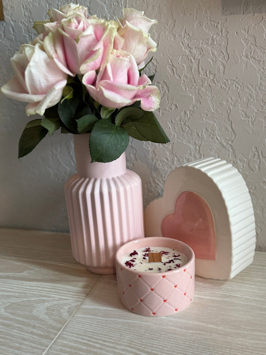 Pink hearted candle