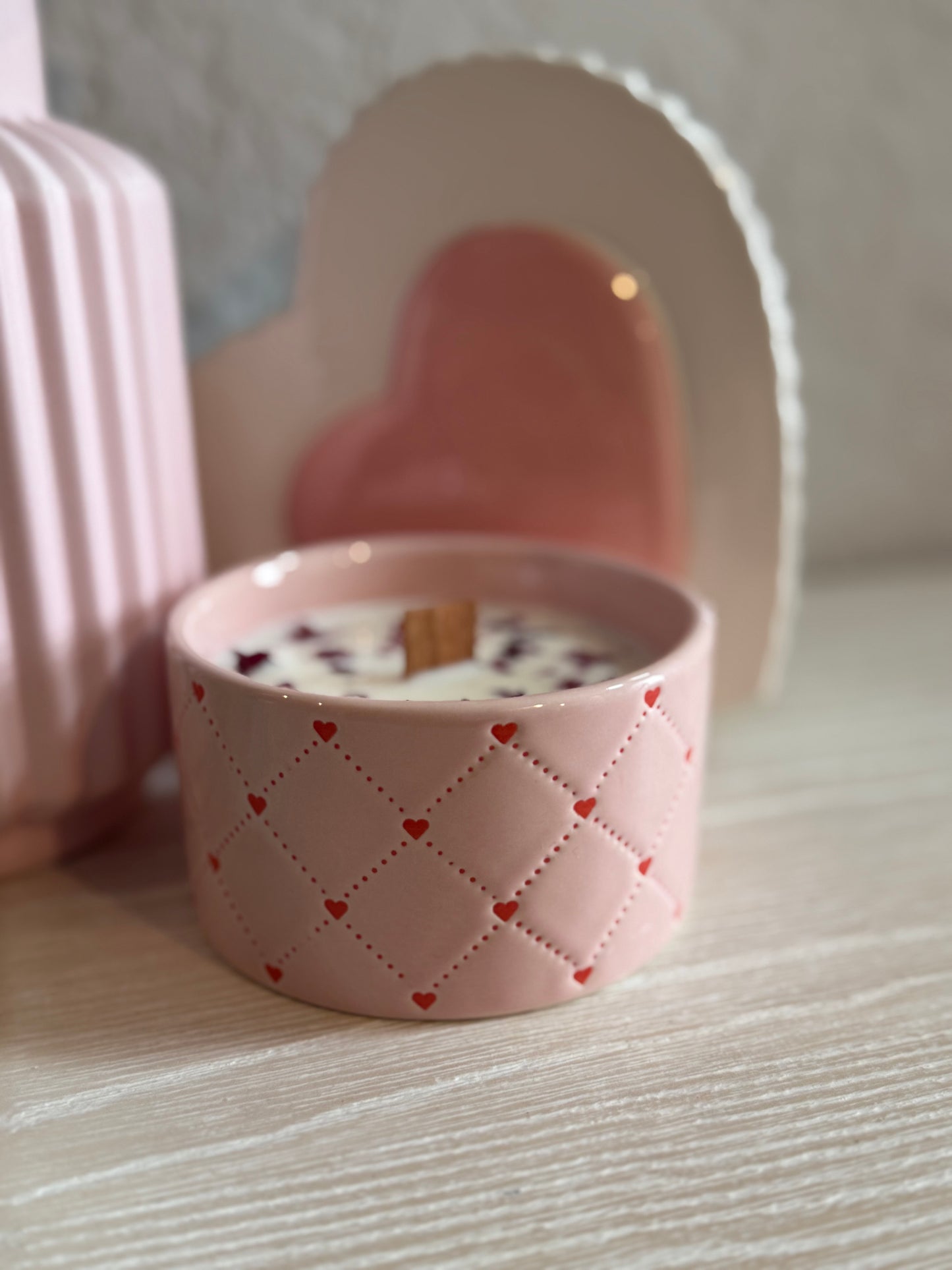 Pink hearted candle