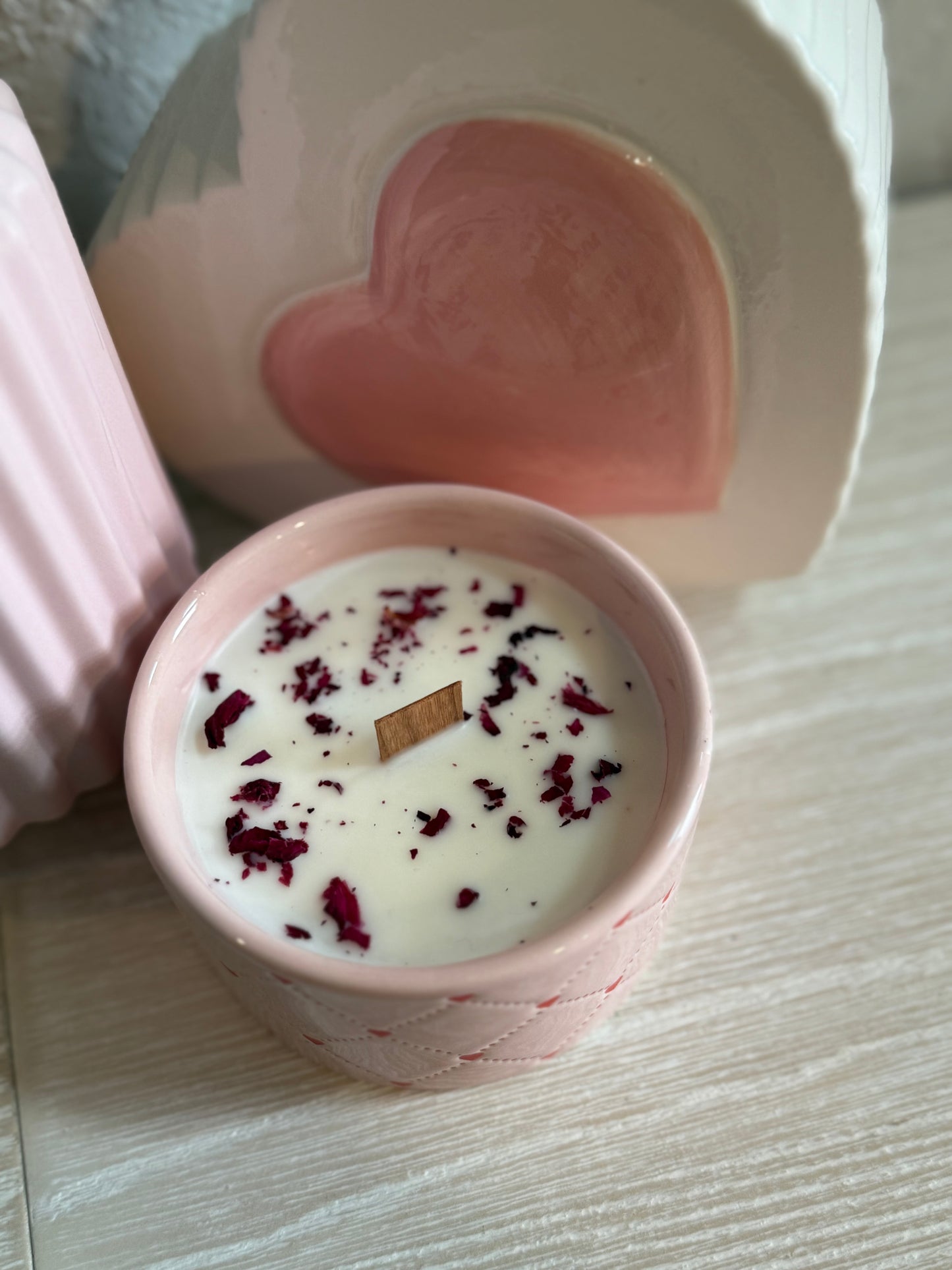 Pink hearted candle