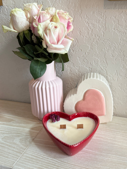 Medium red heart candle