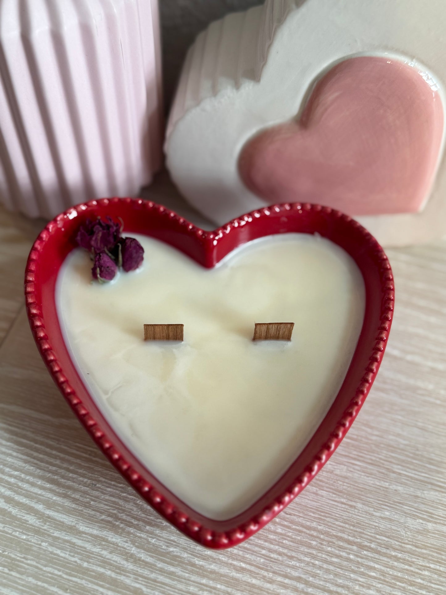 Medium red heart candle