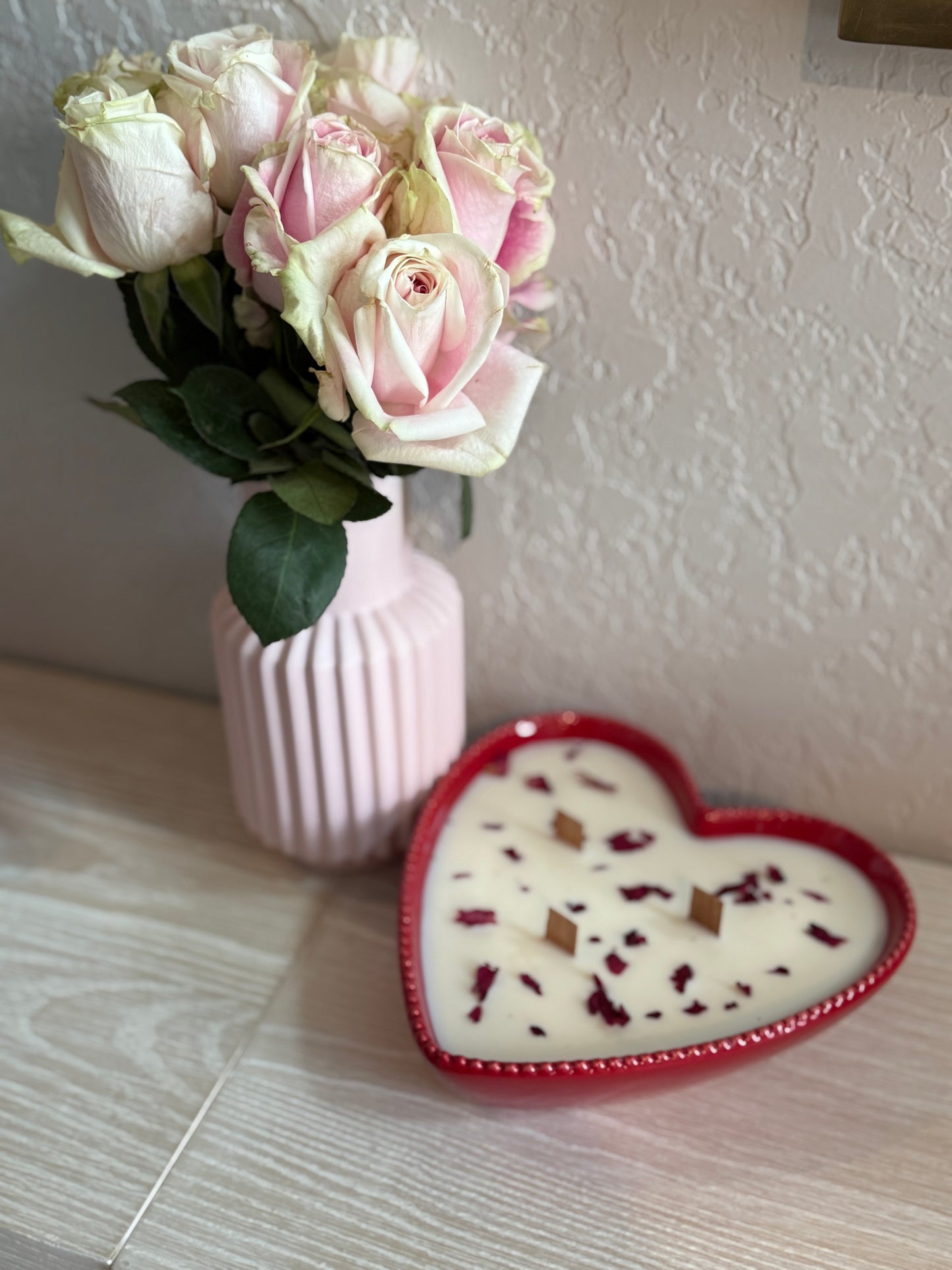 Large red heart scented candle