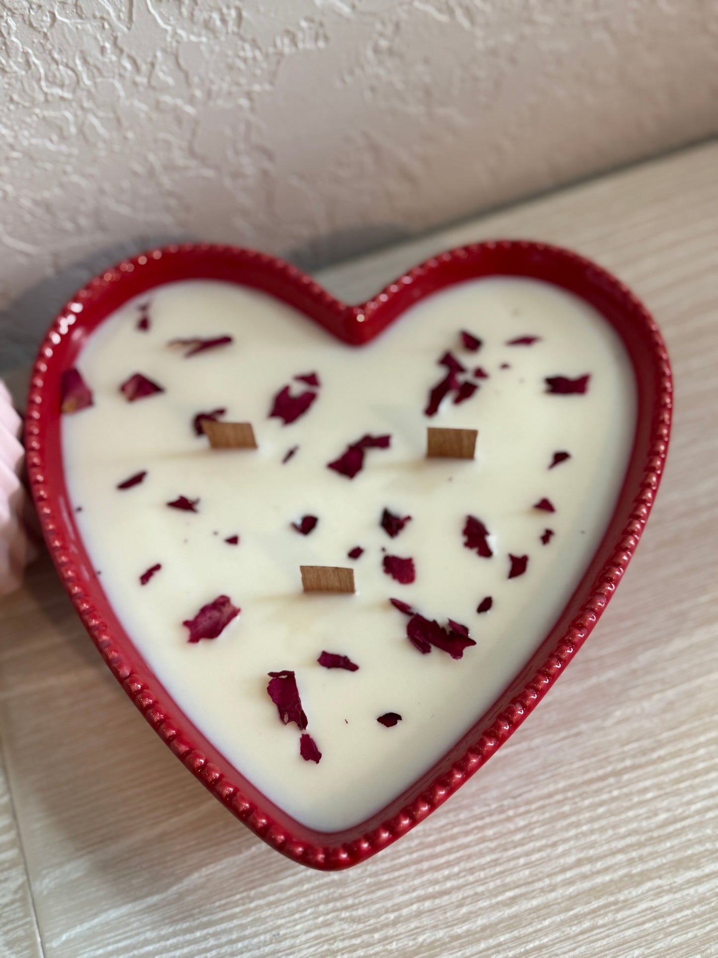 Large red heart scented candle