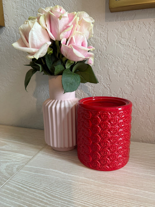 red rose jar candle